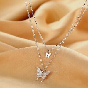 Bo-Ra ACCESSORIES   Silver Double Butterfly Necklace