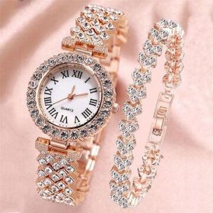  Elegant Style Women Quartz Watch Diamond-Studded Bracelet 