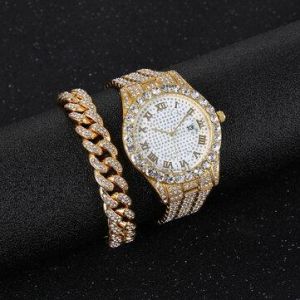  PCS Hip-hop Chain Full Diamond Watch Bracelet 